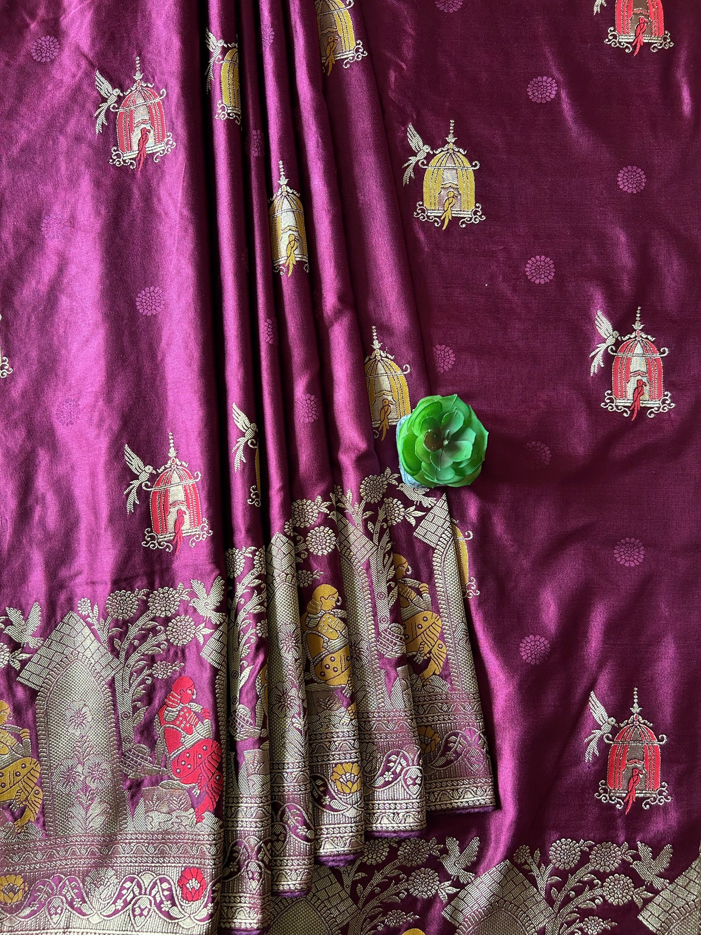 KOMAL:MAUVE, WEDDING WEAR SOFT SATIN SILK SAREE WITH BANARASI PALLU