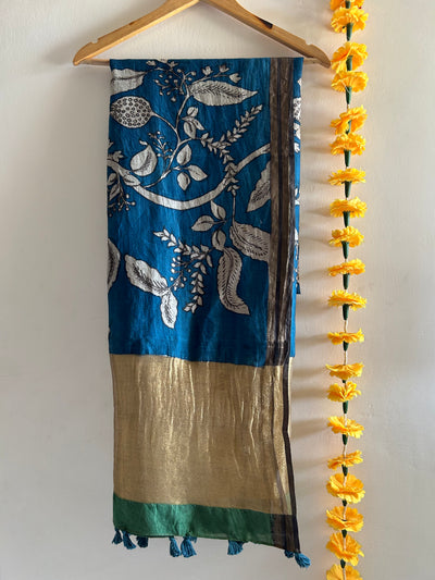 KETKI:Hand-drawn & Handpained Penkalamkari chanderi dupatta