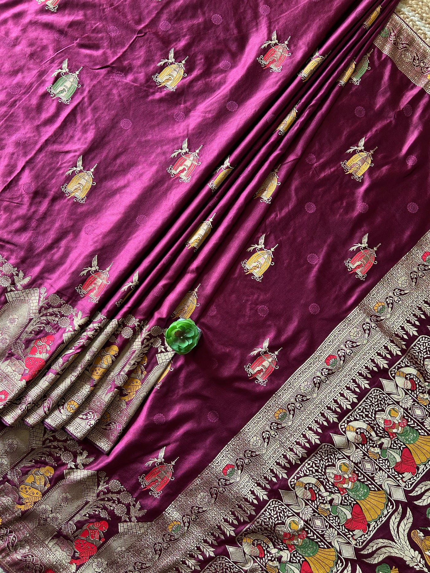 KOMAL:MAUVE, WEDDING WEAR SOFT SATIN SILK SAREE WITH BANARASI PALLU