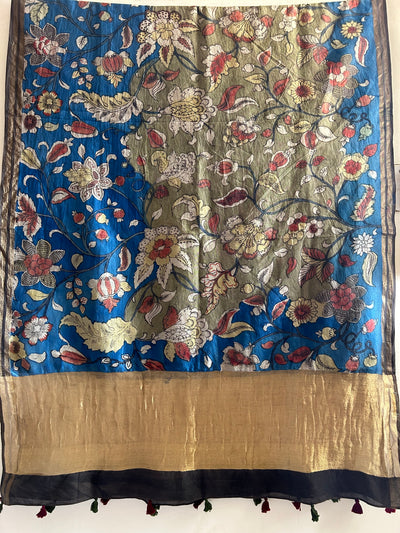 RIDHIMA :Hand-drawn & Hand- Painted  Penkalamkari chanderi dupatta