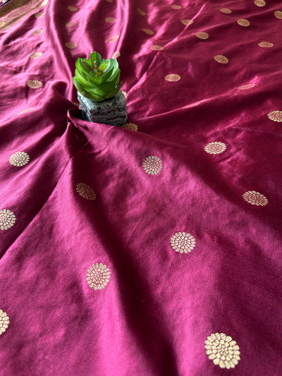 KOMAL:MAUVE, WEDDING WEAR SOFT SATIN SILK SAREE WITH BANARASI PALLU