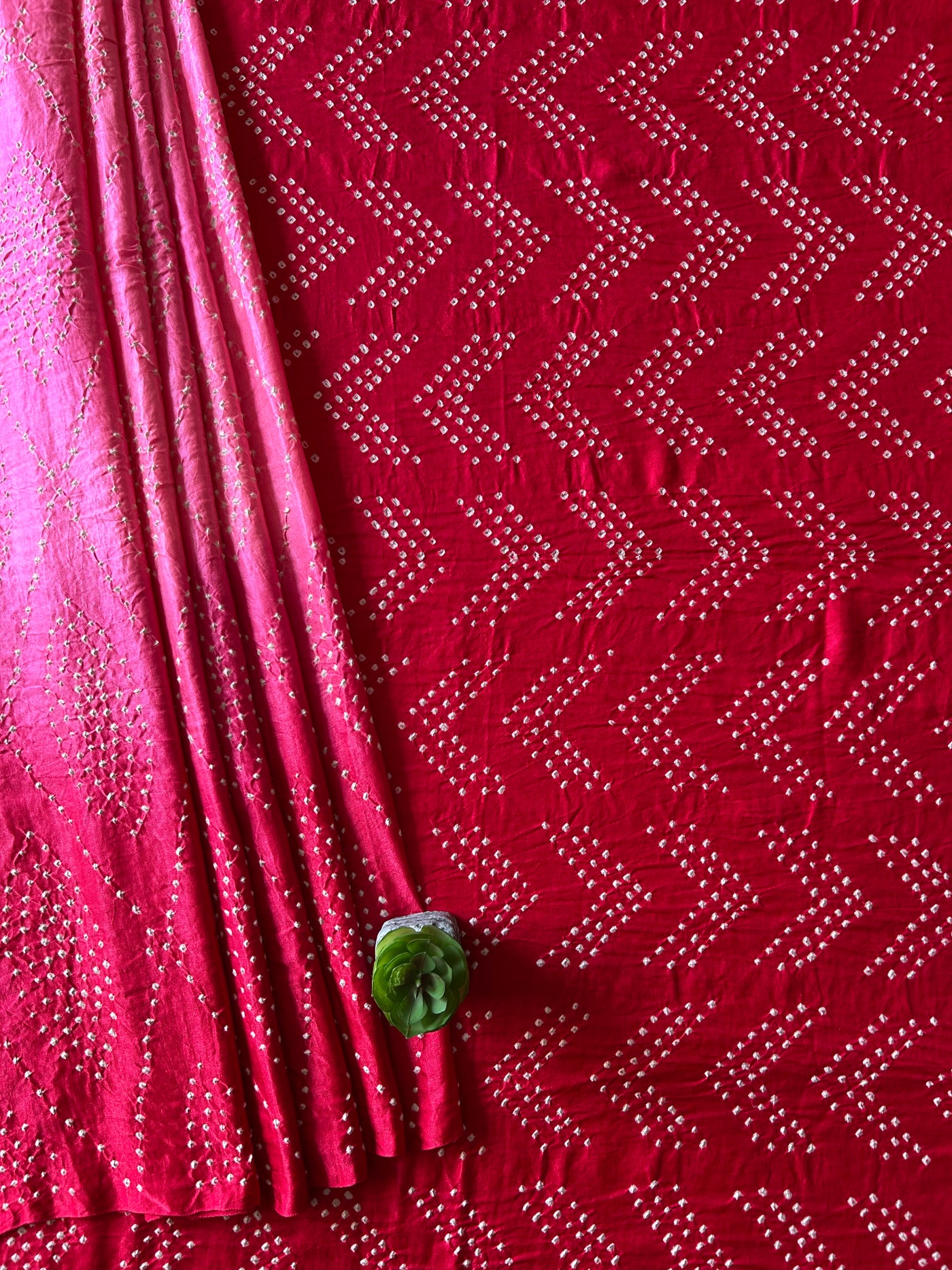 UPASANA: HANDMADE PURE GAJJI SILK RAI DANA BANDHNI SAREE WITH TISSUE PALLU