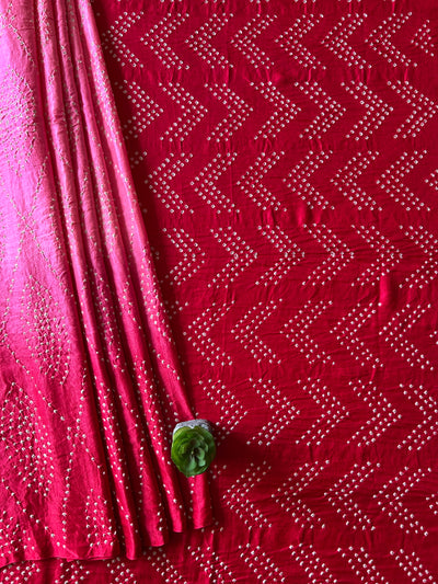 UPASANA: HANDMADE PURE GAJJI SILK RAI DANA BANDHNI SAREE WITH TISSUE PALLU