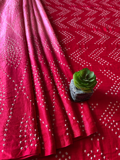 UPASANA: HANDMADE PURE GAJJI SILK RAI DANA BANDHNI SAREE WITH TISSUE PALLU
