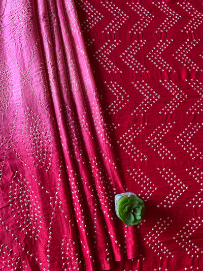 UPASANA: HANDMADE PURE GAJJI SILK RAI DANA BANDHNI SAREE WITH TISSUE PALLU
