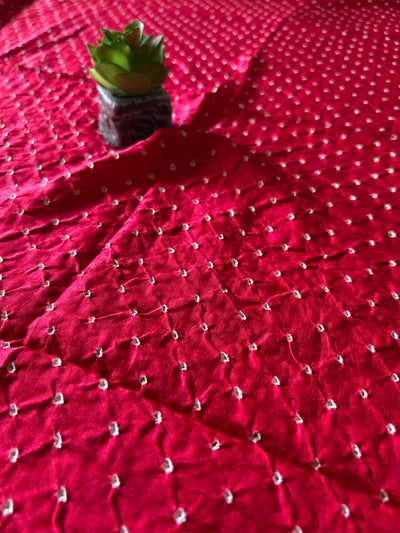 UPASANA: HANDMADE PURE GAJJI SILK RAI DANA BANDHNI SAREE WITH TISSUE PALLU