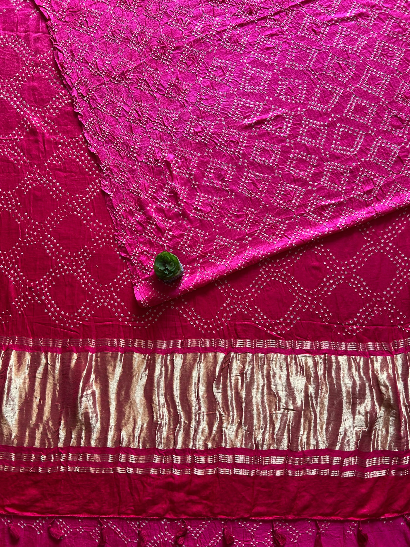 MRINALINI: HANDMADE PURE GAJJI SILK RAI DANA BANDHNI SAREE WITH TISSUE PALLU