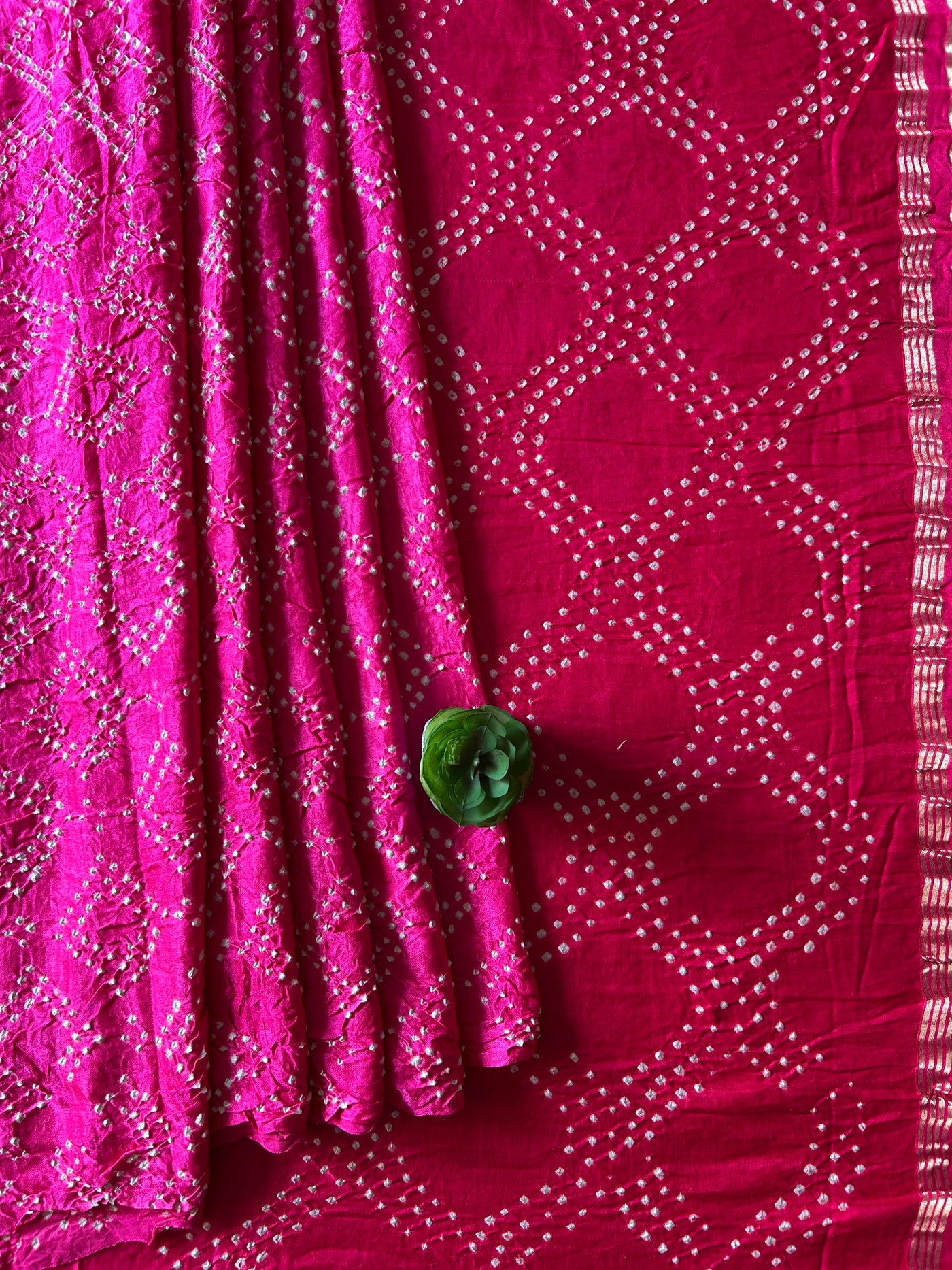 MRINALINI: HANDMADE PURE GAJJI SILK RAI DANA BANDHNI SAREE WITH TISSUE PALLU