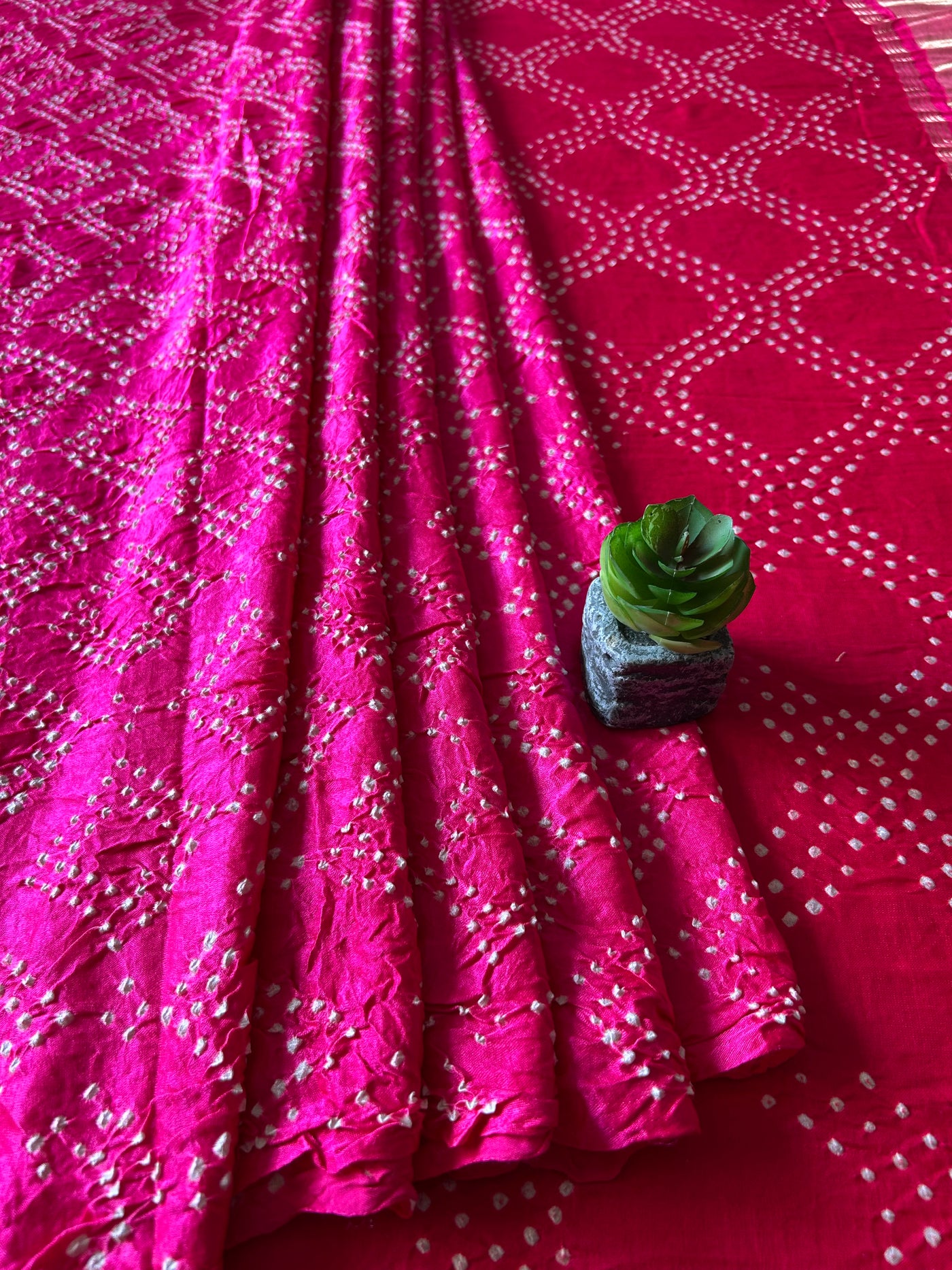 MRINALINI: HANDMADE PURE GAJJI SILK RAI DANA BANDHNI SAREE WITH TISSUE PALLU