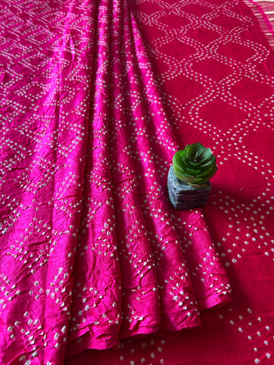 MRINALINI: HANDMADE PURE GAJJI SILK RAI DANA BANDHNI SAREE WITH TISSUE PALLU