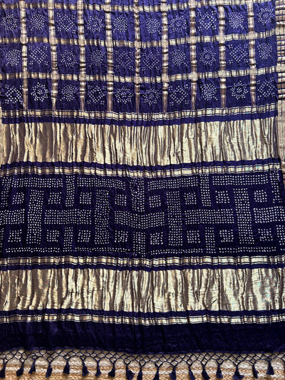 Vaishnavi:Violet,Handmade Bandhani Pure Gajji Silk Gharchola Saree