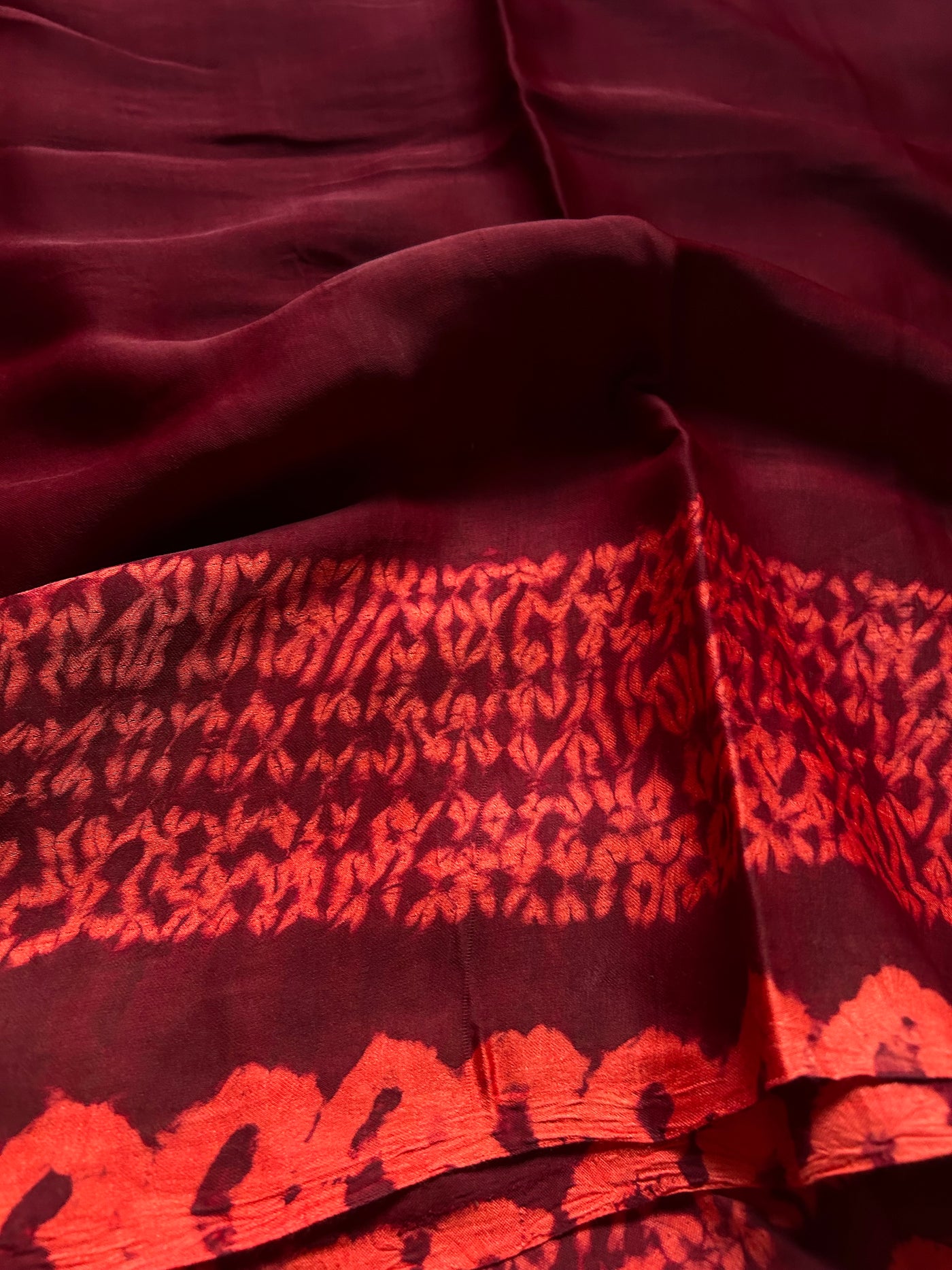 AMAIRA: Handmade Shibori Dyed Modal Silk Tissue Pallu Saree