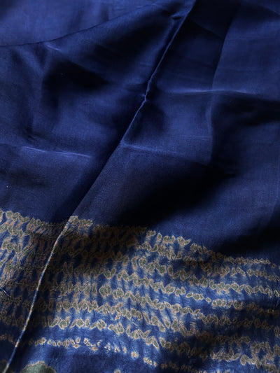 AADYA: Handmade Shibori Dyed Modal Silk Tissue Pallu Saree