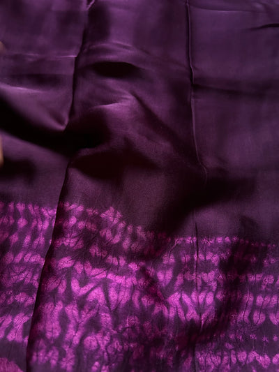 JUHI: Handmade Shibori Dyed Modal Silk Tissue Pallu Saree