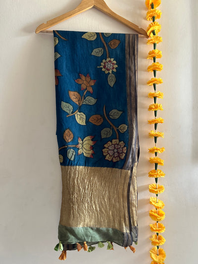 MAHIRA :Hand-drawn & Hand- Painted  Penkalamkari chanderi dupatta