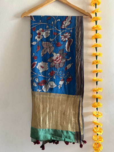 RIDHIMA :Hand-drawn & Hand- Painted  Penkalamkari chanderi dupatta