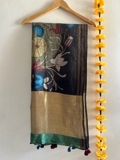 CHAMPA :Hand-drawn & Hand- Painted  Penkalamkari chanderi dupatta