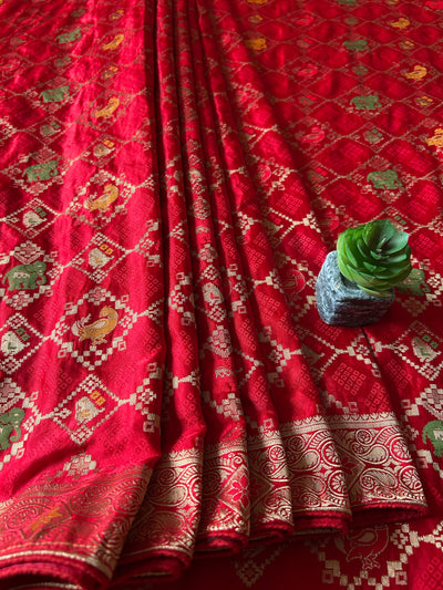 MRNALI:WEDDING WEAR SOFT SILK PATOLA DESIGN SAREE