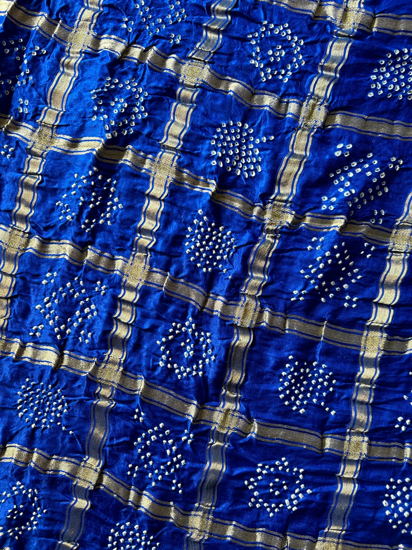 Kali:Blue,Handmade Bandhani Pure Gajji Silk Gharchola Saree