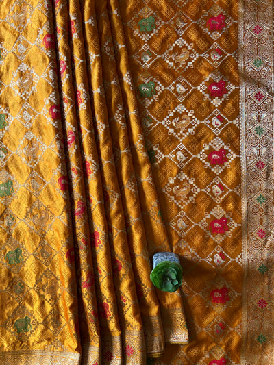 GENDA:WEDDING WEAR SOFT SILK PATOLA DESIGN SAREE