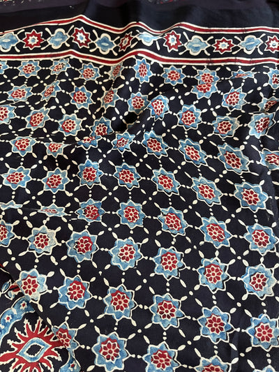 MAYURI: HAND BLOCK AJRAKH MODAL SILK SAREE