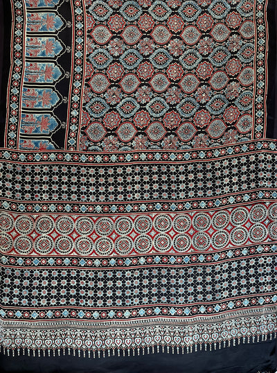 MAYURI: HAND BLOCK AJRAKH MODAL SILK SAREE