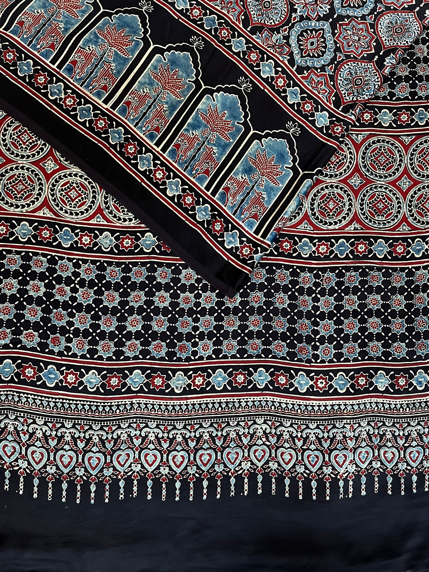 MAYURI: HAND BLOCK AJRAKH MODAL SILK SAREE