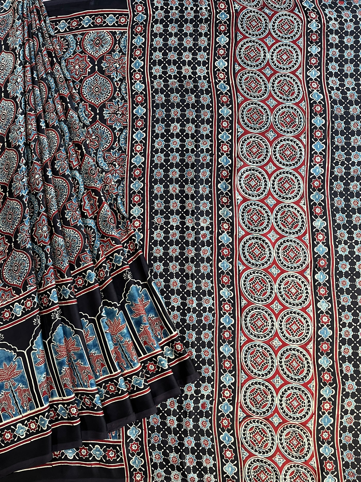 MAYURI: HAND BLOCK AJRAKH MODAL SILK SAREE