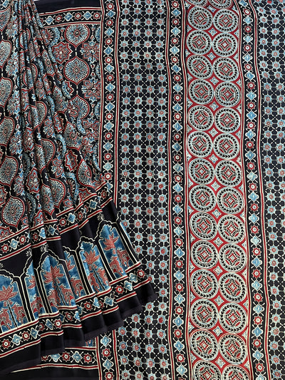 MAYURI: HAND BLOCK AJRAKH MODAL SILK SAREE