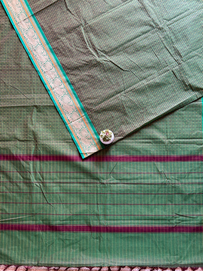 Gulab:KANCHIPURAM PURE COTTON SAREE WITH BODERS.