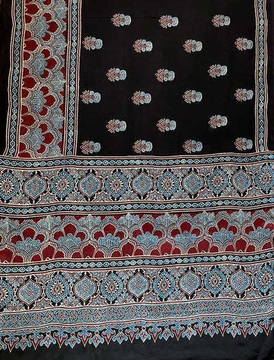 KISHORI: HAND BLOCK AJRAKH MODAL SILK SAREE