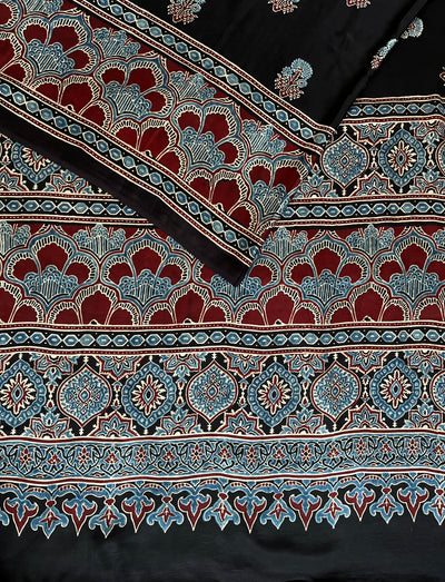 KISHORI: HAND BLOCK AJRAKH MODAL SILK SAREE