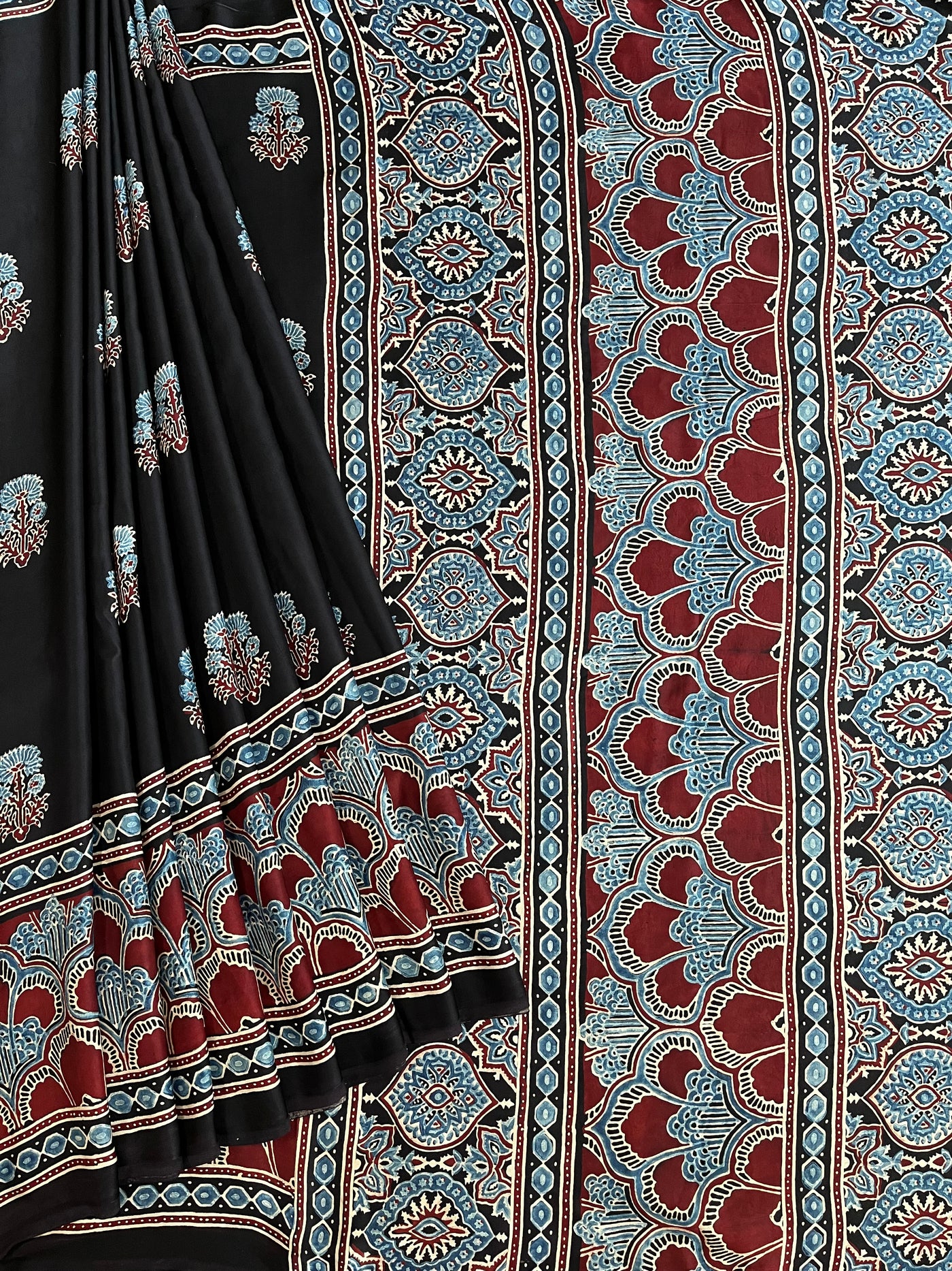KISHORI: HAND BLOCK AJRAKH MODAL SILK SAREE