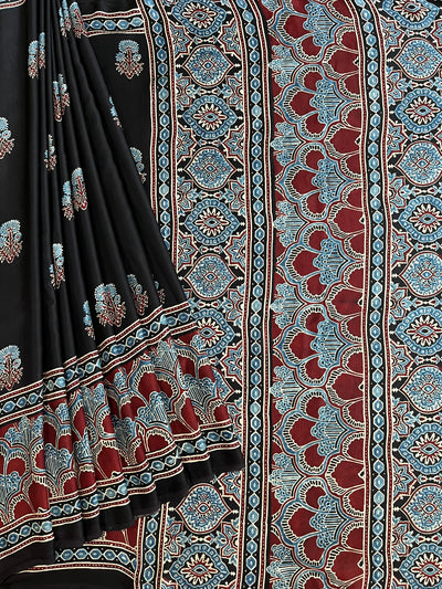 KISHORI: HAND BLOCK AJRAKH MODAL SILK SAREE