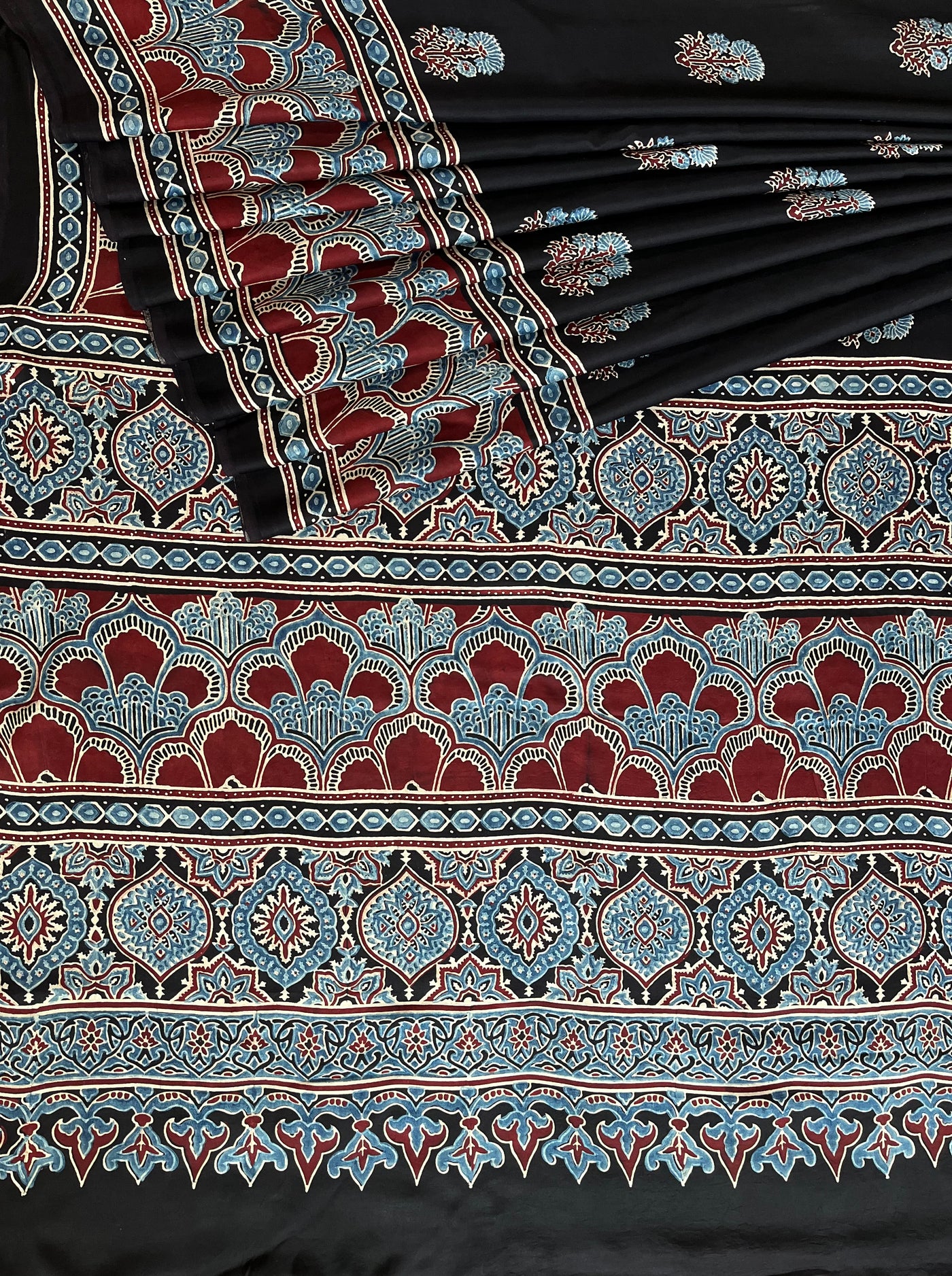 KISHORI: HAND BLOCK AJRAKH MODAL SILK SAREE