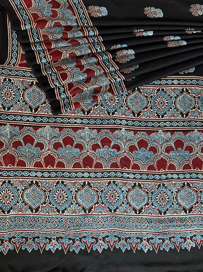 KISHORI: HAND BLOCK AJRAKH MODAL SILK SAREE
