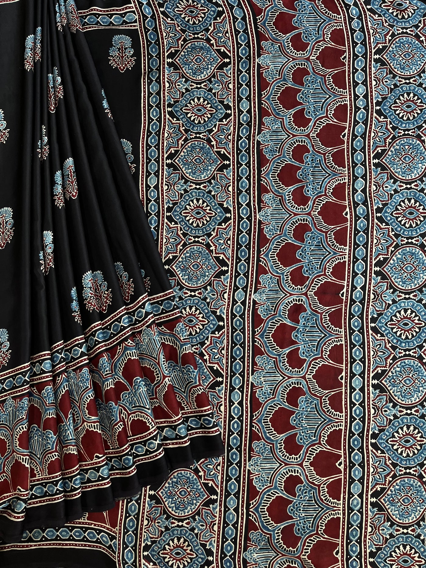KISHORI: HAND BLOCK AJRAKH MODAL SILK SAREE
