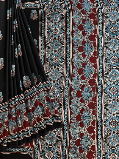 KISHORI: HAND BLOCK AJRAKH MODAL SILK SAREE