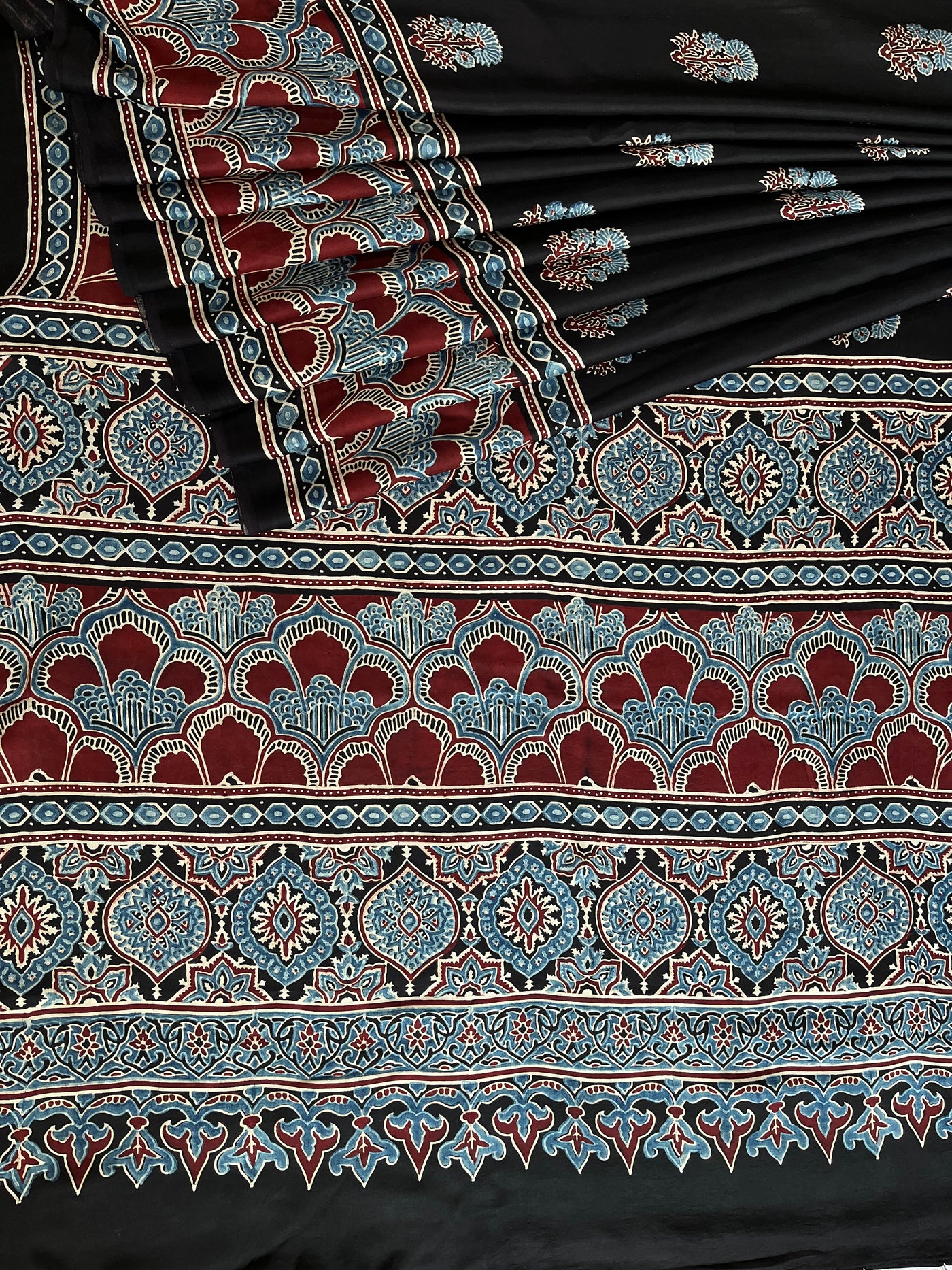 KISHORI: HAND BLOCK AJRAKH MODAL SILK SAREE