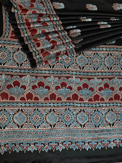 KISHORI: HAND BLOCK AJRAKH MODAL SILK SAREE