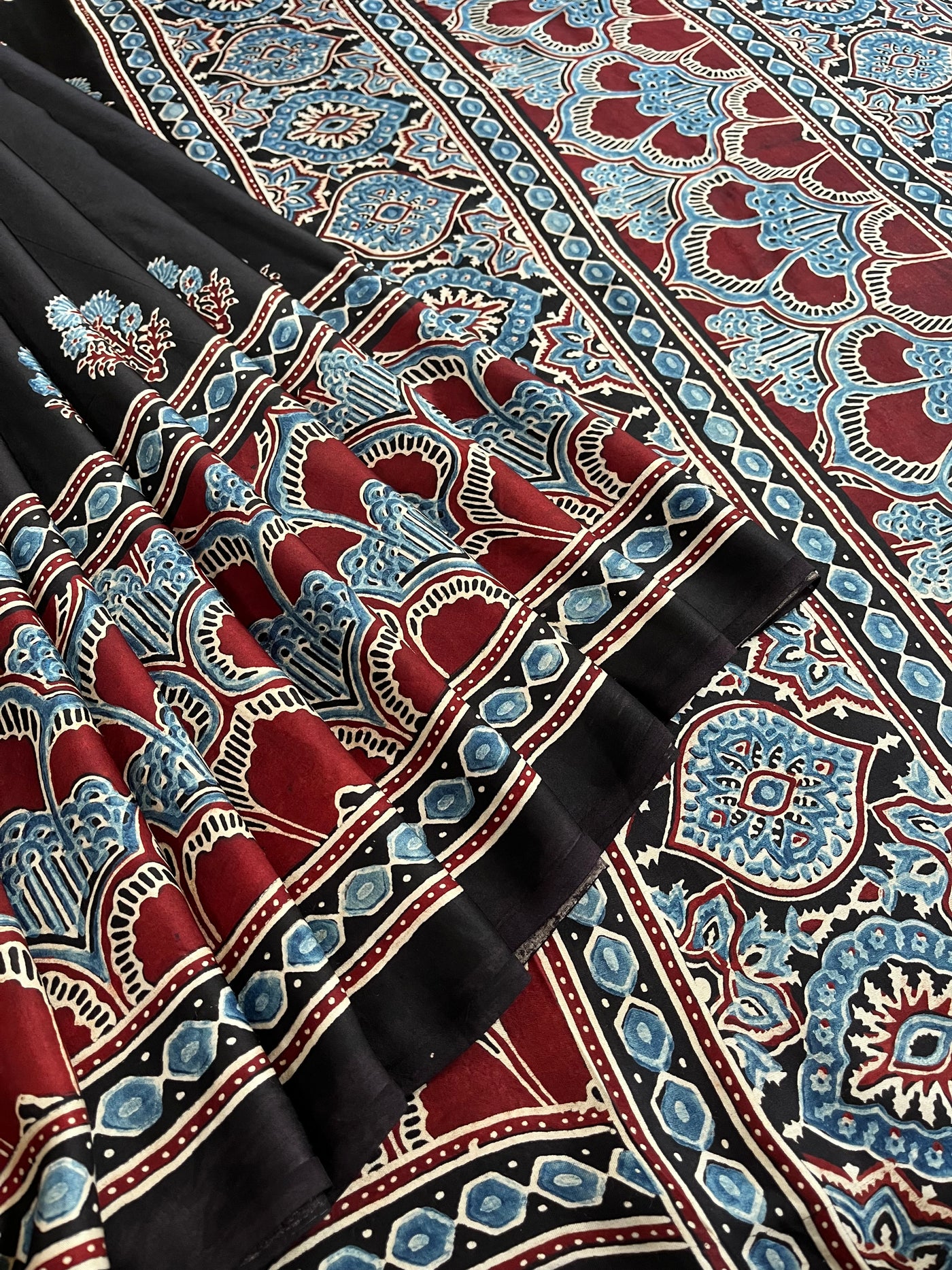 KISHORI: HAND BLOCK AJRAKH MODAL SILK SAREE