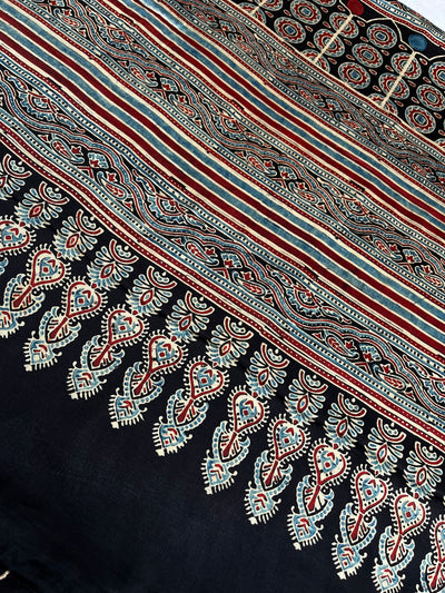 LEESHA: HAND BLOCK AJRAKH MODAL SILK SAREE