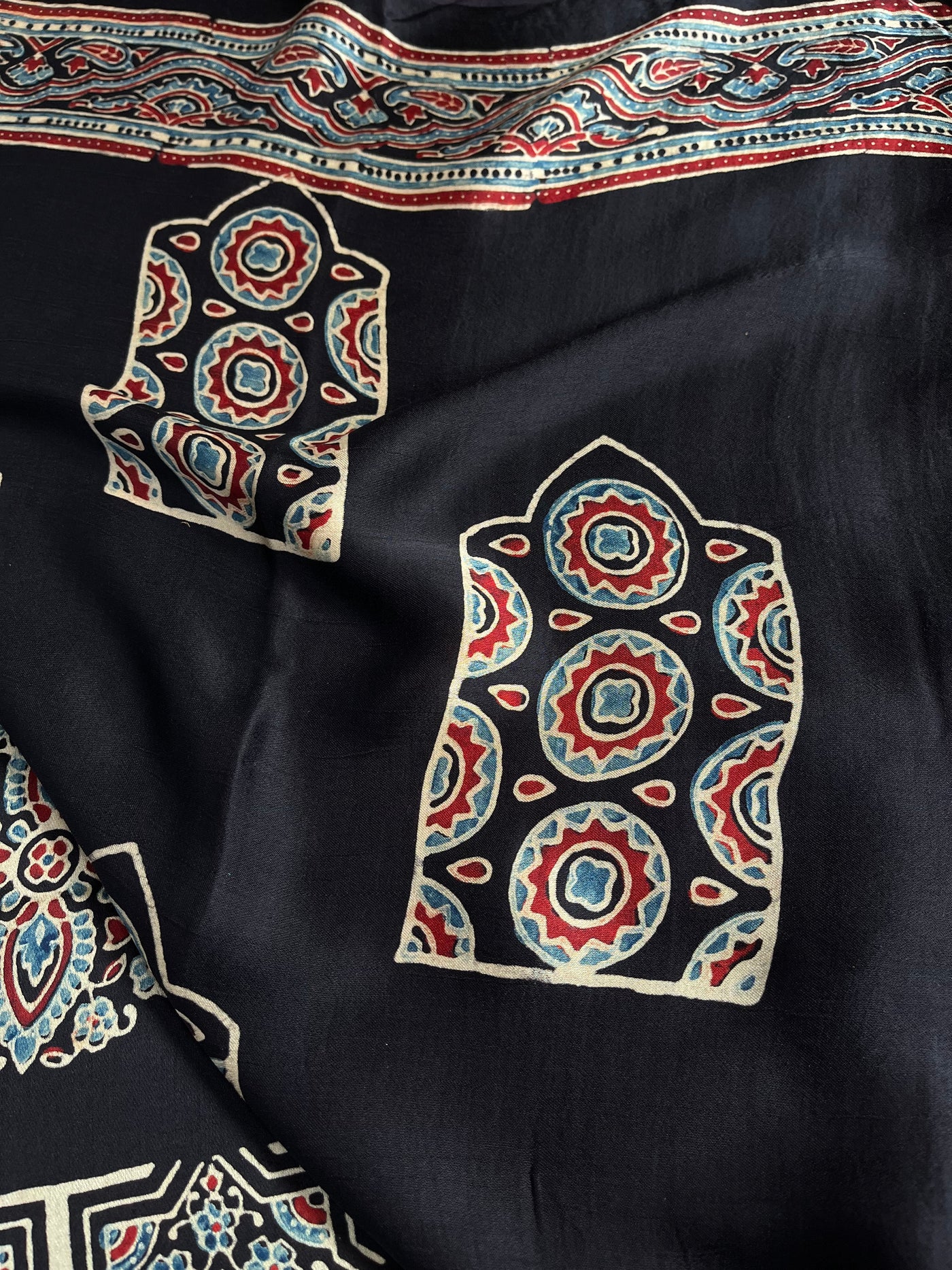 LEESHA: HAND BLOCK AJRAKH MODAL SILK SAREE