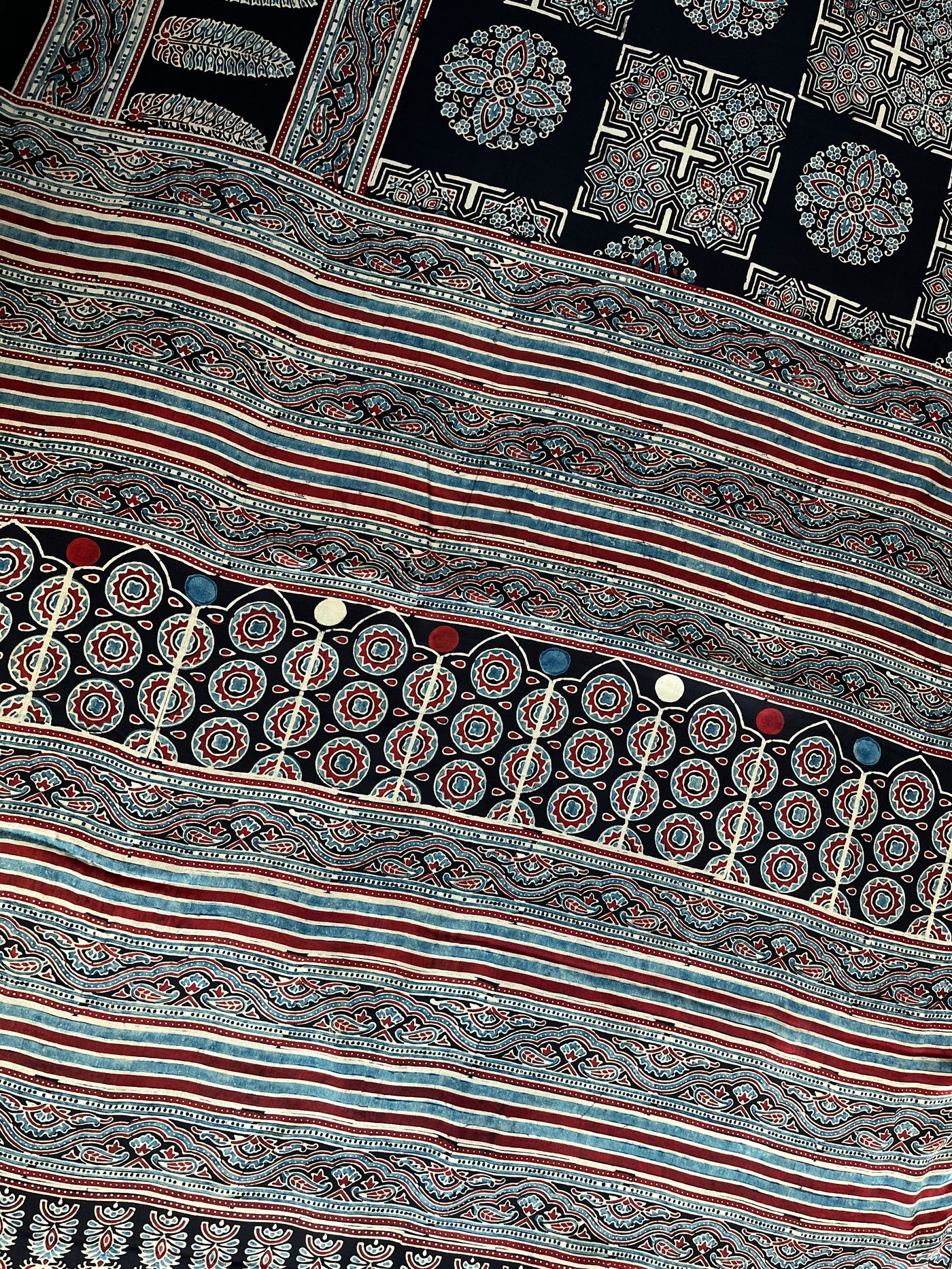 LEESHA: HAND BLOCK AJRAKH MODAL SILK SAREE