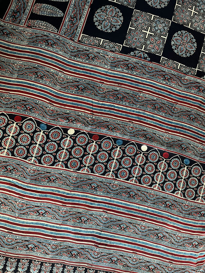 LEESHA: HAND BLOCK AJRAKH MODAL SILK SAREE