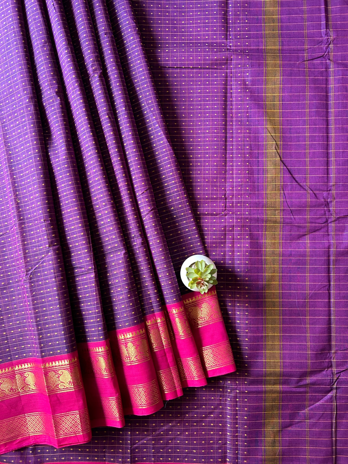 Siya:KANCHIPURAM PURE COTTON SAREE WITH BODERS.