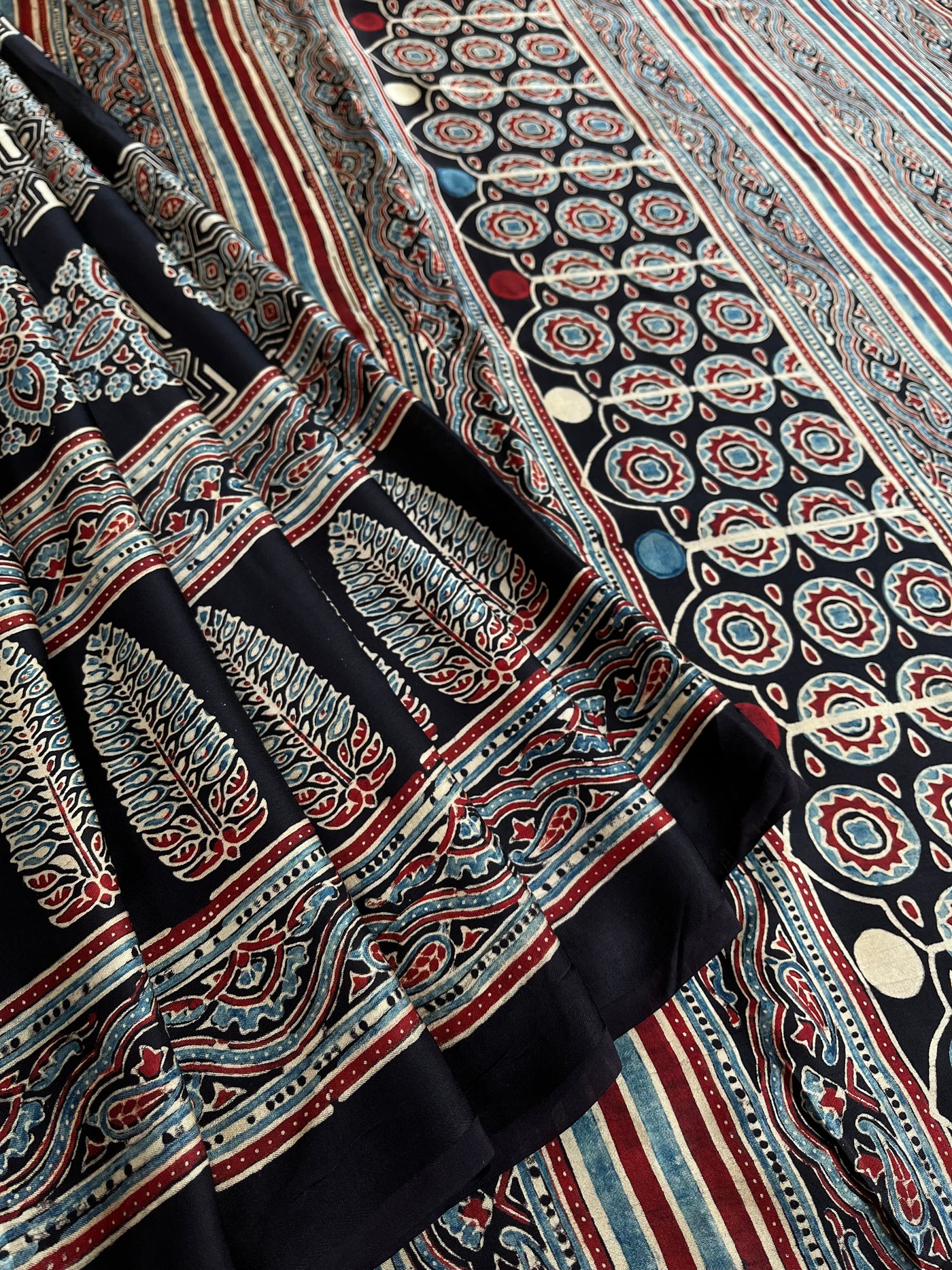 LEESHA: HAND BLOCK AJRAKH MODAL SILK SAREE
