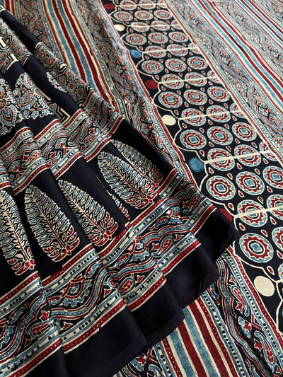 LEESHA: HAND BLOCK AJRAKH MODAL SILK SAREE