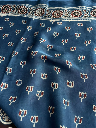 SINDHU-SUDHA: HANDBLOCK AJRAKH MODAL SILK SAREE