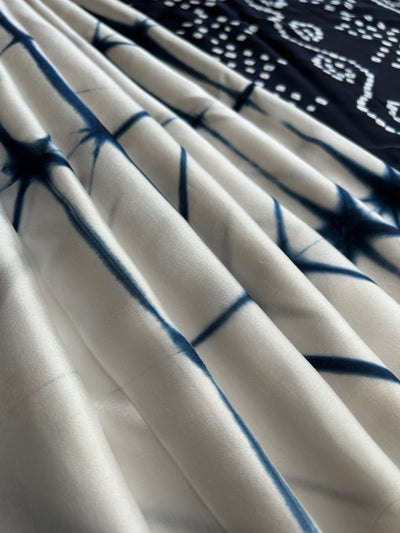 Sea Holly: Handmade Clamp Dye- Bandhej Modal Silk Saree